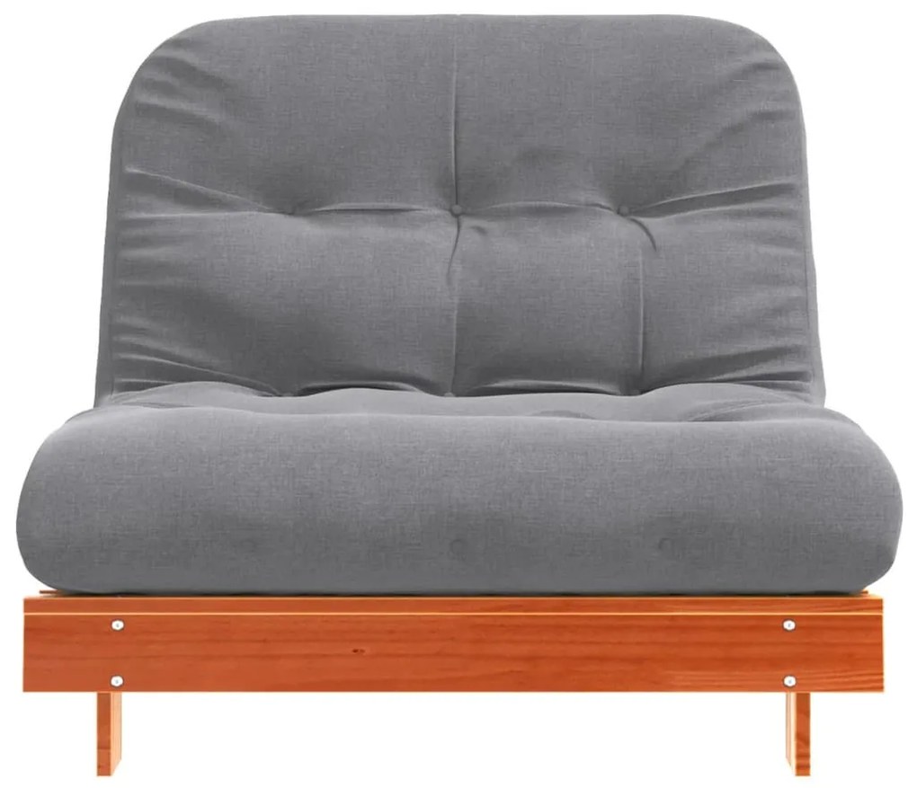 viaszbarna tömör fenyőfa futon kanapéágy matraccal 100x206x11cm