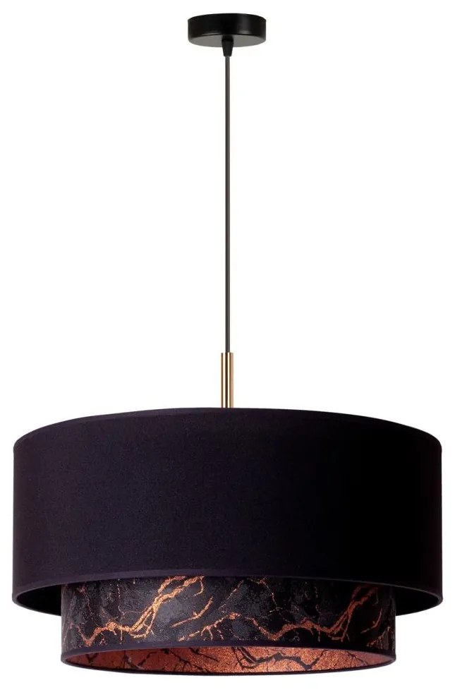 Duolla - Csillár zsinóron NANTES 1xE27/15W/230V á. 45 cm fekete/réz