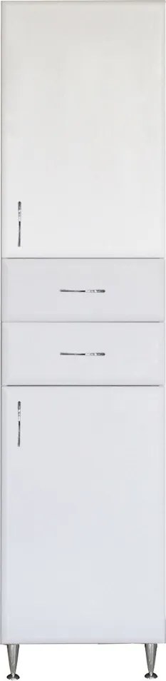 Bianca Plus 45 magas szekrény 2 ajtóval, 2 fiókkal, magasfényű fehér színben, jobbos
