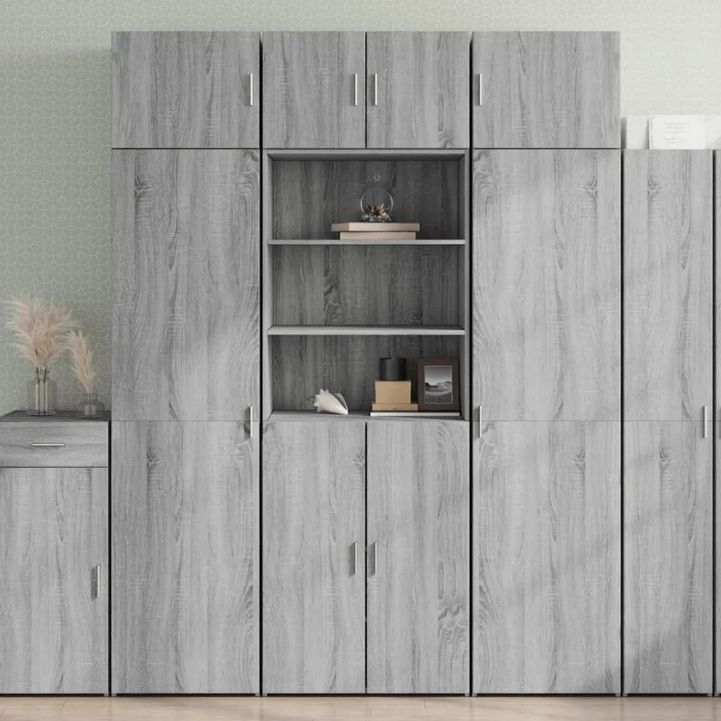 szürke sonoma színű szerelt fa magasszekrény 70 x 42,5 x 185 cm