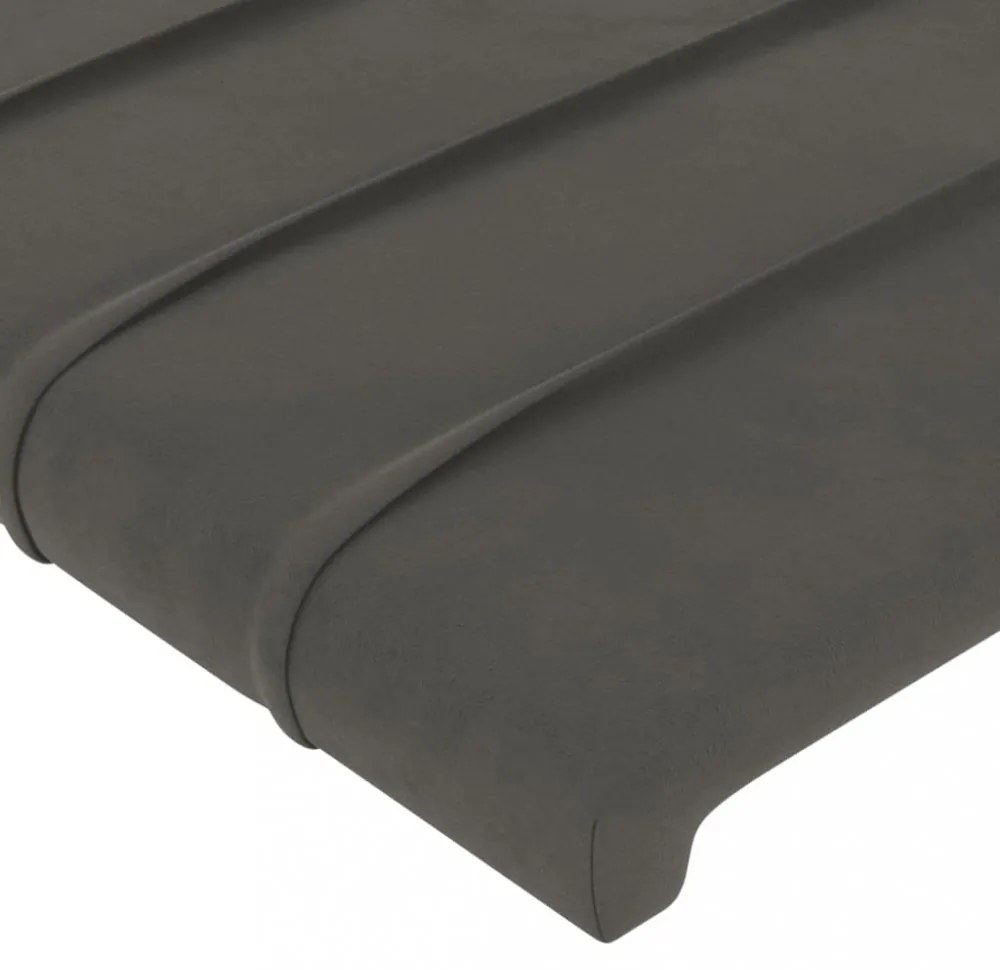 sötétszürke bársony LED-es fejtámla 203 x 16 x 78/88 cm