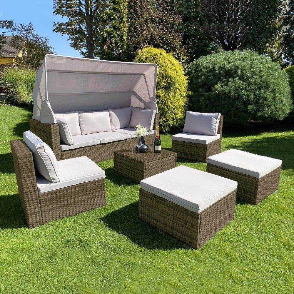 BELVEDERE Rattan kanapé szett összecsukható tetővel
