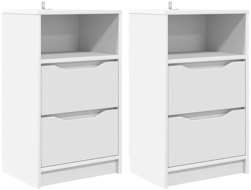 Éjjeliszekrények fiókkal 2 pcs Fehér 40 x 30 x 467 cm Faanyag