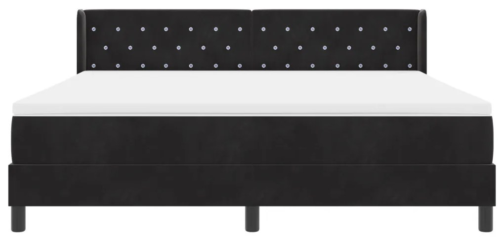 Boxspring Ágy Matrac Alappal Fekete 180x200 cm Bársonyos