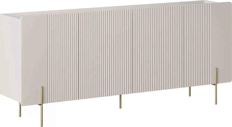 Malmi négyajtós komód 200 cm - kasmír / crema bianca / arany lábak