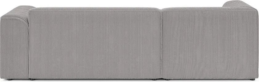 Világosszürke kordbársony sarokkanapé (bal oldali-heverő résszel) Merid – Ropez