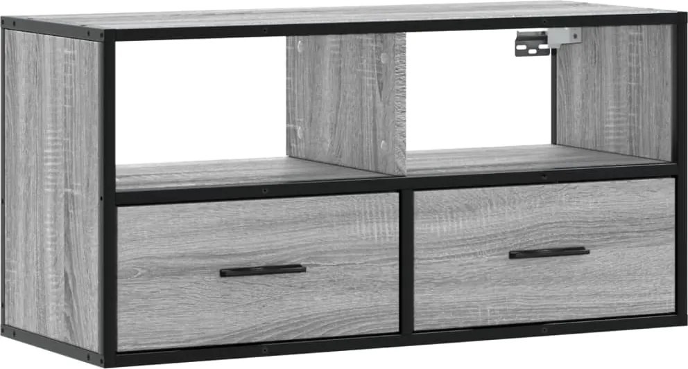 vidaXL szürke sonoma színű szerelt fa és fém TV-szekrény 80x31x39,5 cm