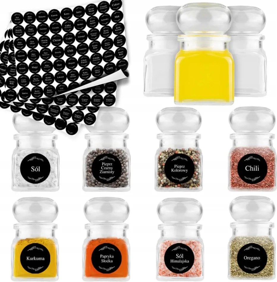 20X Fűszertartó tégely gyógynövények méz tea 120ML 252 címke matrica