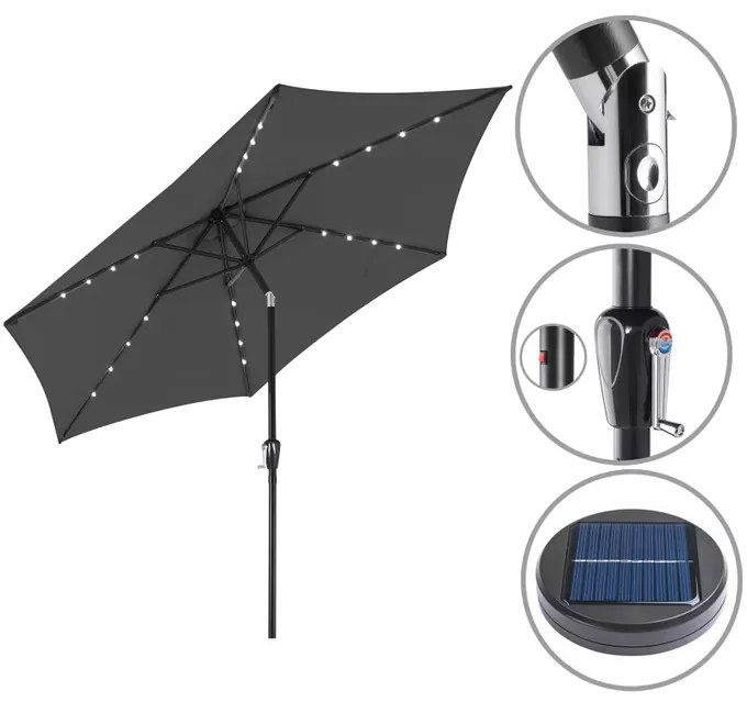 Deuba LED napernyő Miami Ø270 cm - antracit