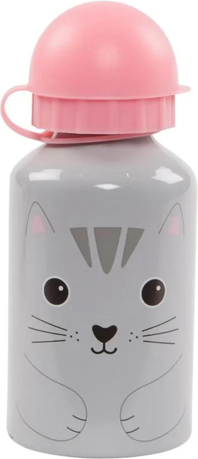 Nori Cat szürke-rózsaszín vizespalack - Sass & Belle