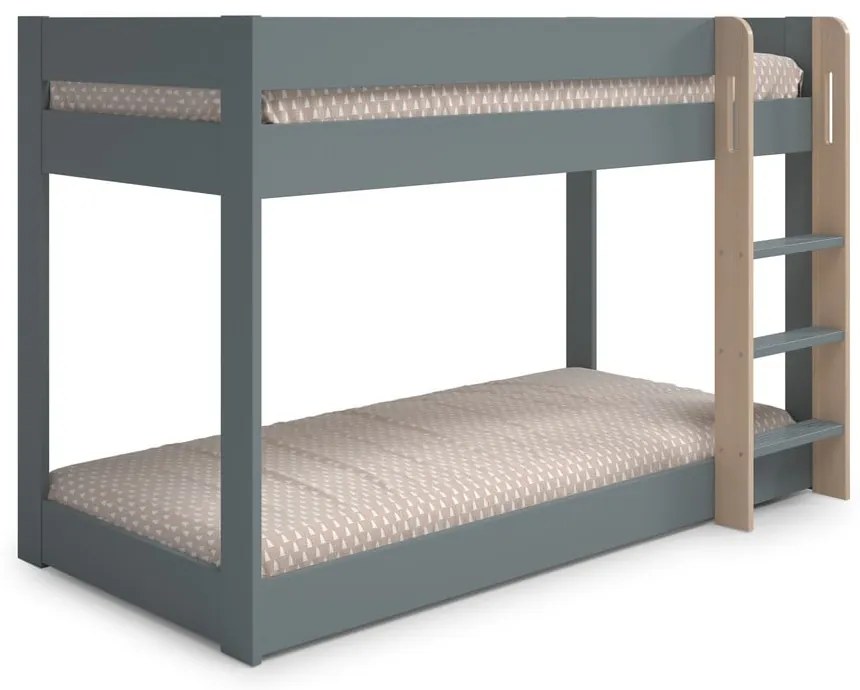 Szürkészöld emeletes gyerekágy ágyráccsal 90x190 cm Angel – Marckeric