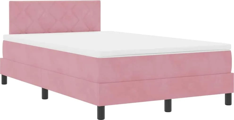 vidaXL LED Box Spring Ágy matracmal Rózsaszín 120 x 190 cm Bársony