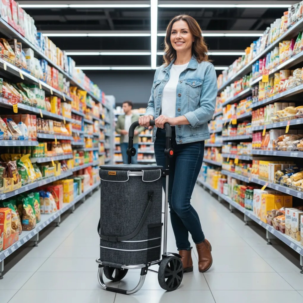 EASY bevásárlótáska kerekekkel, 50l, fekete Jurhan