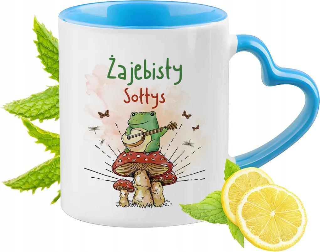 Kék bögre szív alakú füllel ajándékba