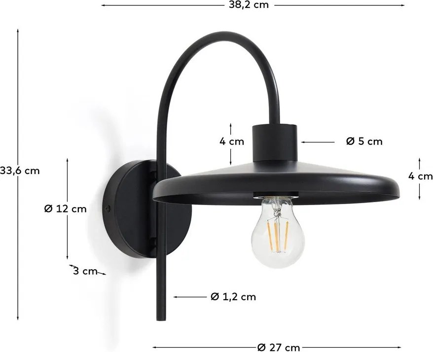 Fekete fali lámpa ø 27 cm Nuvira – Kave Home