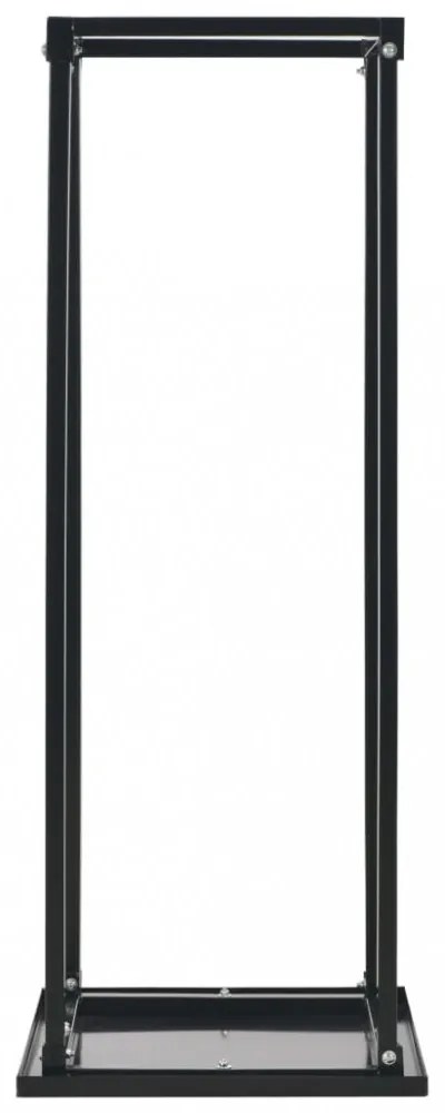 vidaXL fekete acél tűzifatároló alappal 37 x 37 x 113 cm