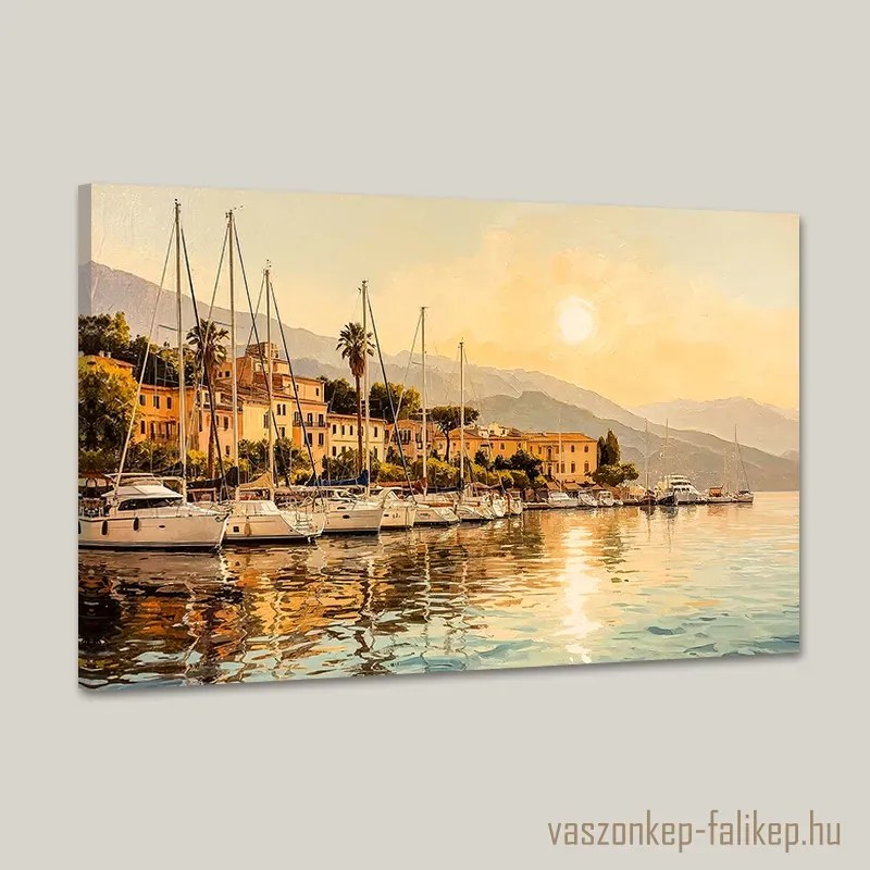 Nyári kikötő mediterrán hangulatban – prémium falikép 60x40 cm