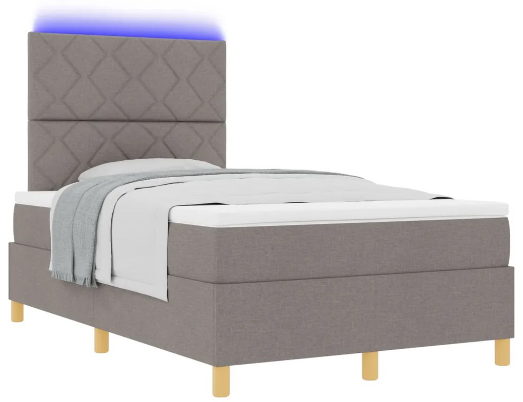 Box Spring Ágy Matrac &amp; LED Taupe 120x200 cm Szövet