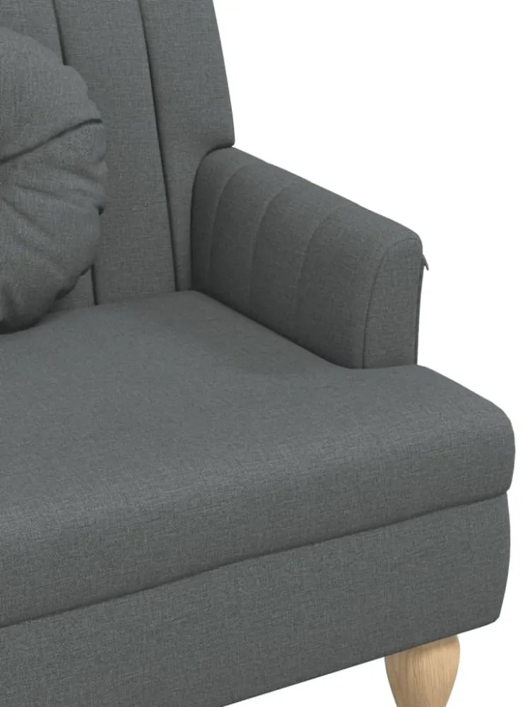 sötétszürke szövetpad párnákkal 113x64,5x75,5 cm