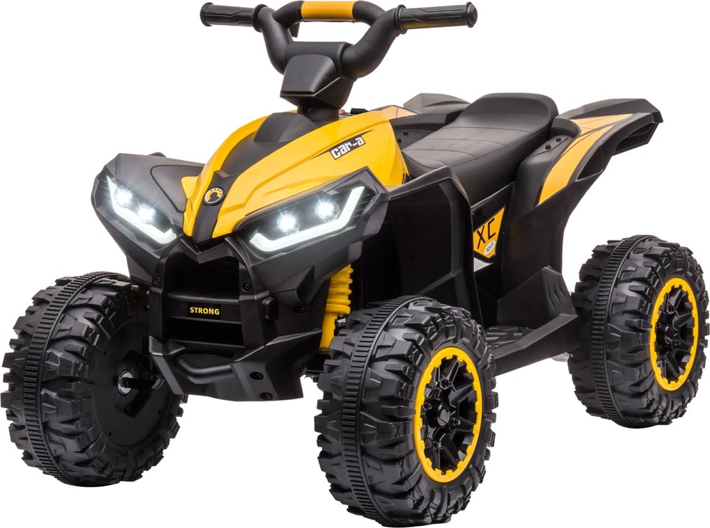 HOMCOM Gyermek Elektromos Quad 12V Előre-hátra Funkcióval, Zenével, USB Csatlakozással, Haranggal, LED Fényszóróval, 3-6 km/h Elektromos Quad 3-5 Éves