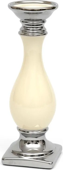 Ecru Gyertyatartó Krém-ezüst H-28cm 1 Gyertyához