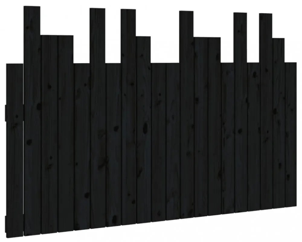 fekete tömör fenyőfa fali fejtámla 127,5 x 3 x 80 cm