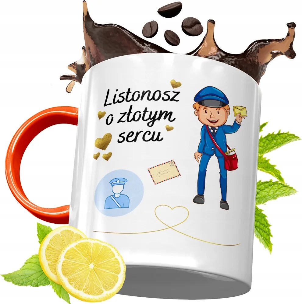 Narancssárga Bögre Postásnak Ajándék fényképes nyomattal