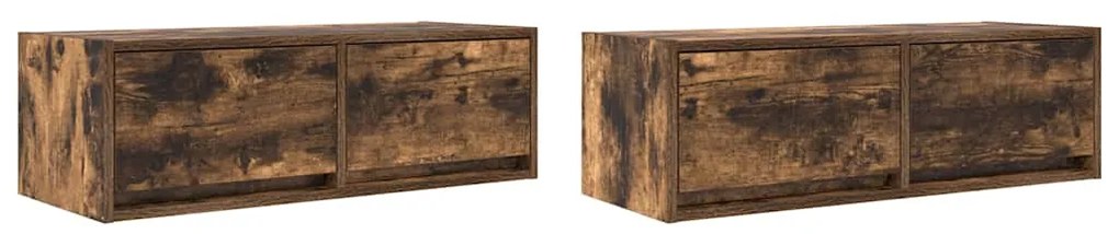 2 db füstös tölgy színű szerelt fa TV-szekrény 80x31x25,5 cm