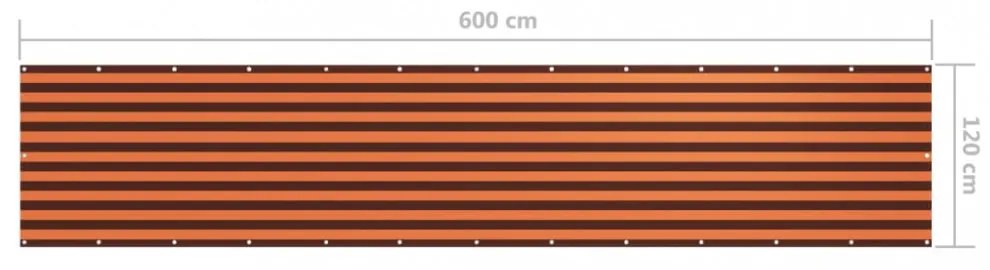narancssárga-barna oxford-szövet erkélyparaván 120 x 600 cm