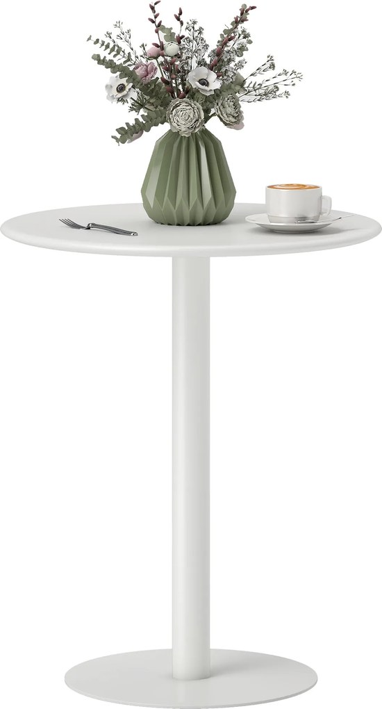 HOMCOM Kerek Étkezőasztal, Modern Étkezőasztal 2 Személynek, 60 cm átmérő, 72 cm magas, Fehér | Aosom
