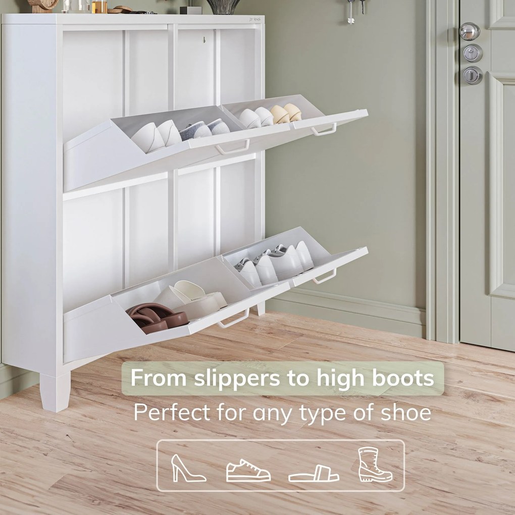 SHIRLEY fém cipősszekrény, 960 x 900 x 170 mm, fehér