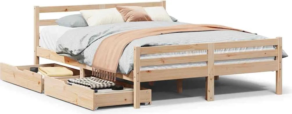 vidaXL tömör fenyőfa ágy matrac nélkül 140 x 190 cm