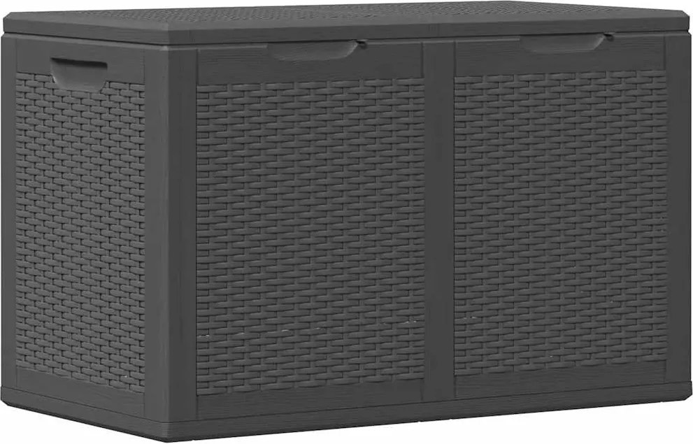 vidaXL fekete PP rattan kerti tárolóláda 180 L