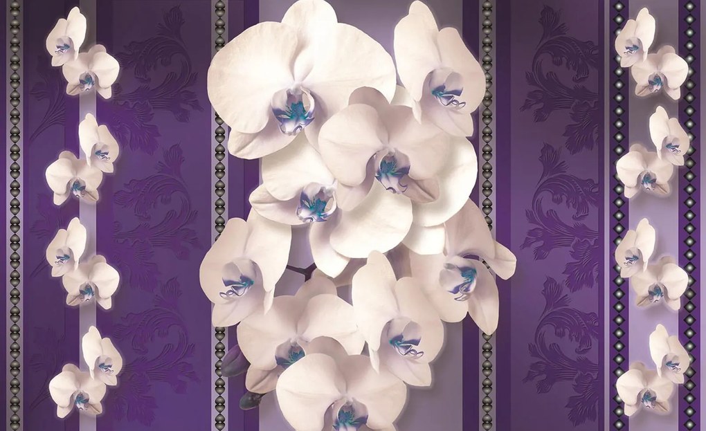 Flizelin fotótapéta Fehér orchideák Lila Méret 350x250 +ragasztó