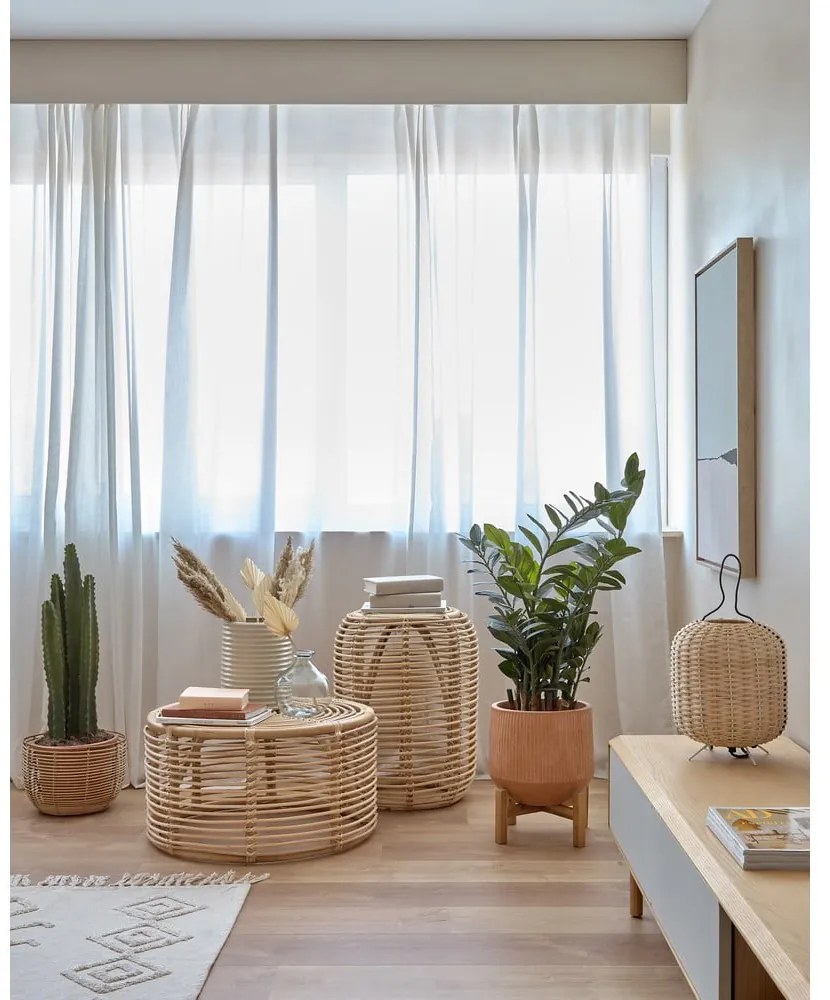 Natúr színű rattan kerek dohányzóasztal ø 66 cm Kohana – Kave Home