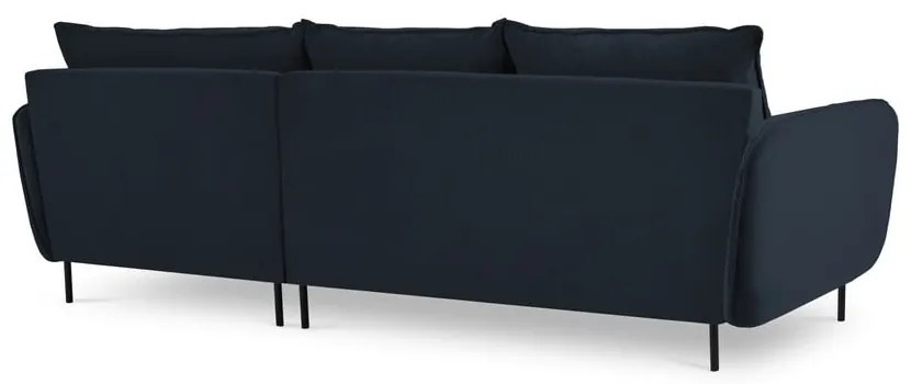 Sötétkék bársony sarokkanapé (jobb oldali) Vienna – Cosmopolitan Design