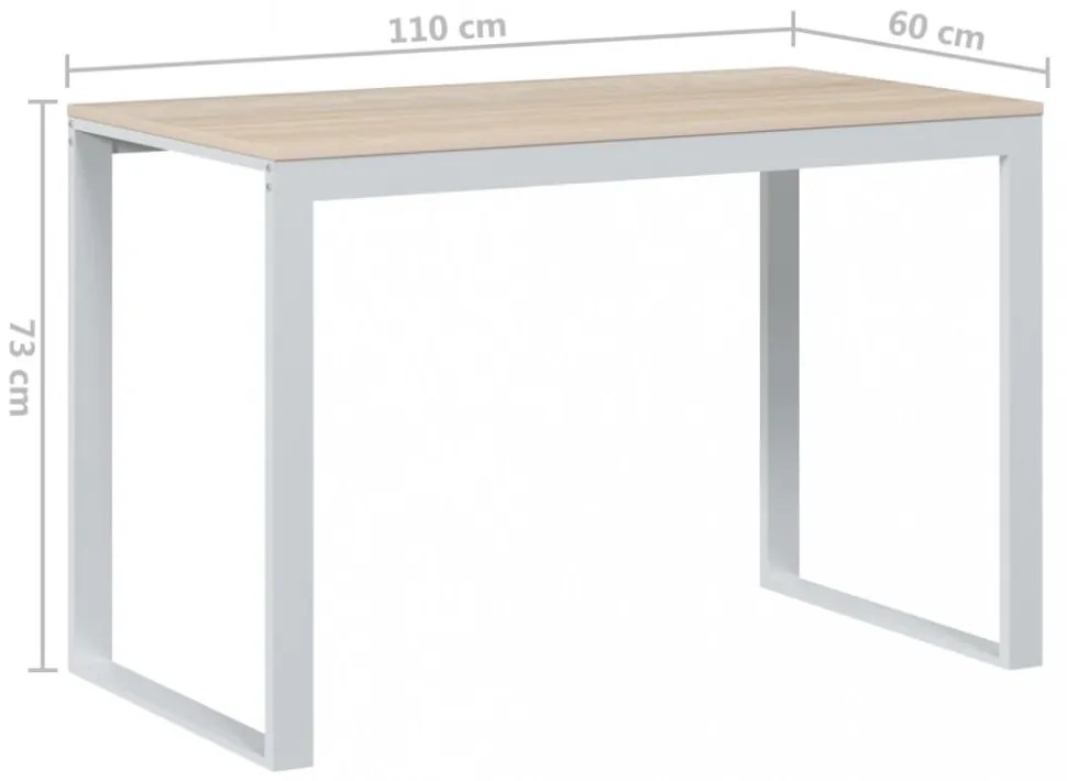 fehér-tölgyszínű forgácslap számítógépasztal 110 x 60 x 73 cm