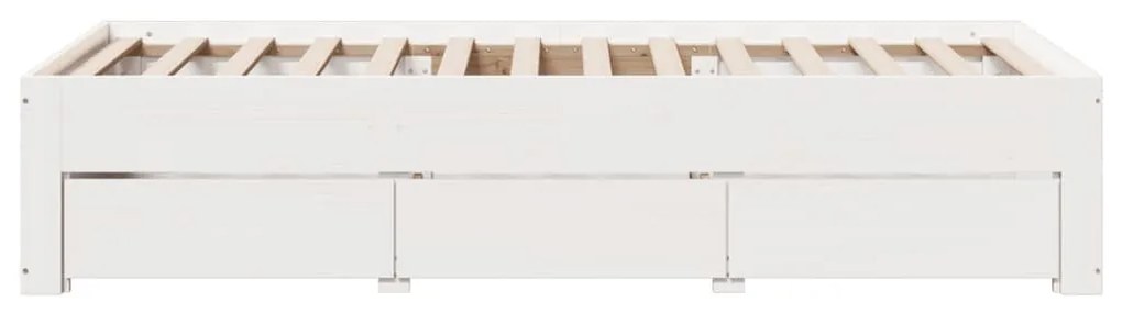 fehér tömör fenyőfa fiókos ágykeret matrac nélkül 90 x 200 cm