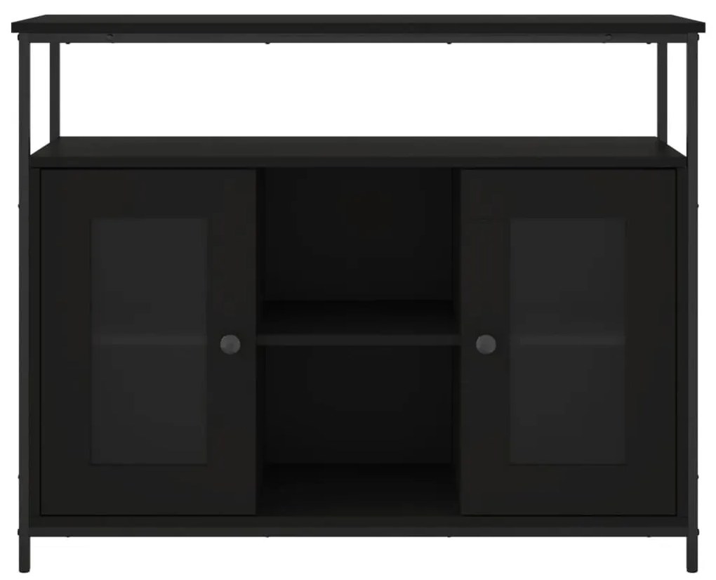 fekete szerelt fa tálalószekrény 100 x 35 x 80 cm