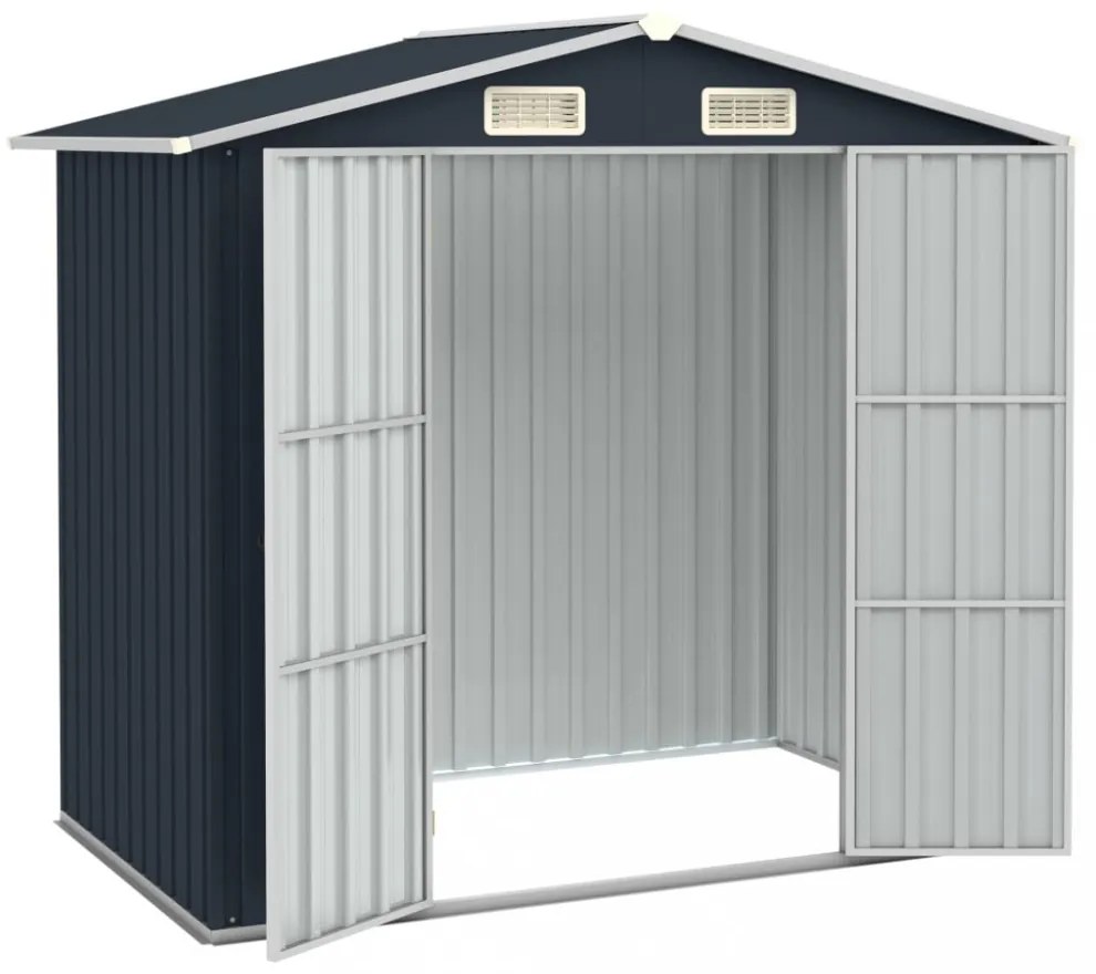 antracitszürke horganyzott acél kerti fészer 205 x 129 x 183 cm