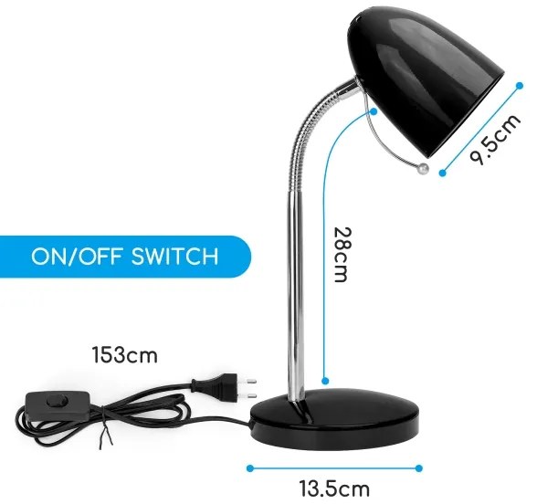 Aigostar asztali lámpa 1xE27/36W/230V fekete/krom