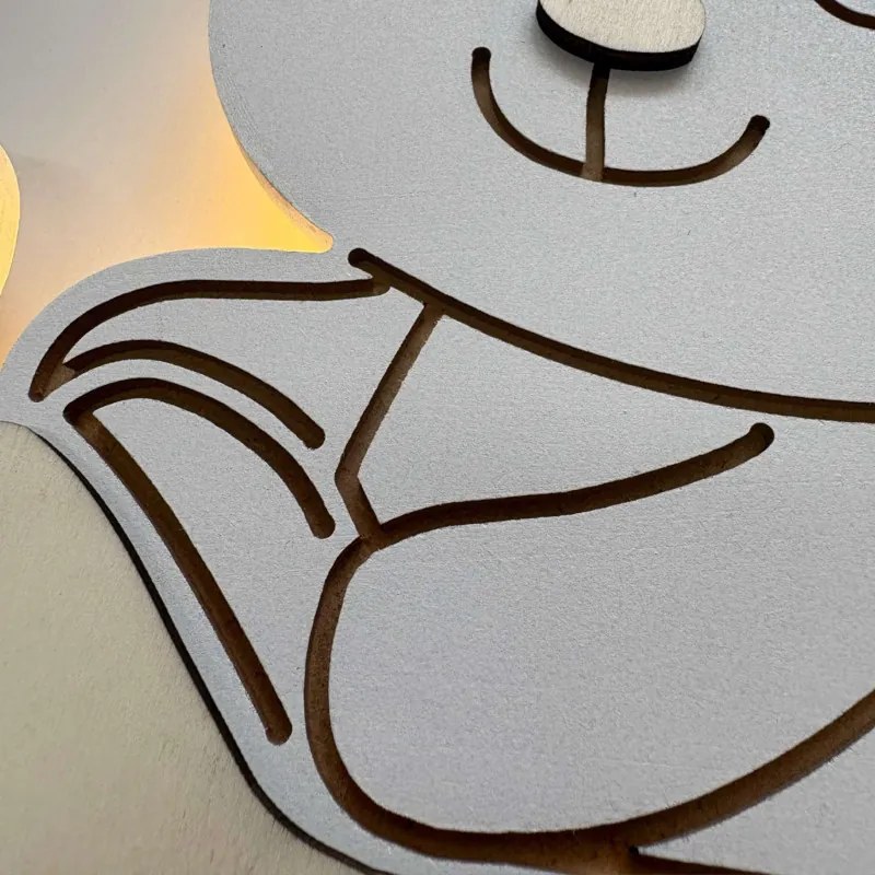 LED dekorációs mackó repülőben – Gyerek éjszakai fény a falon | BRUM