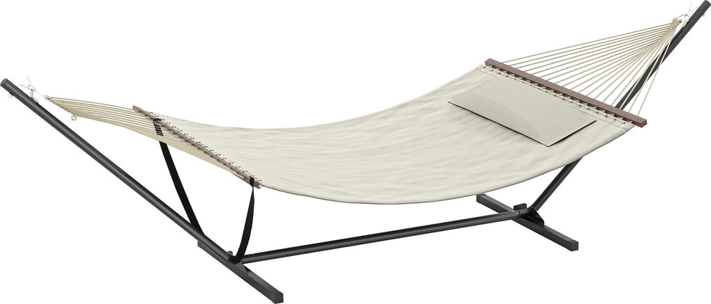 Outsunny önhordó függőágy párnával és acél vázzal, terítőrudakkal — krémszínű | Aosom