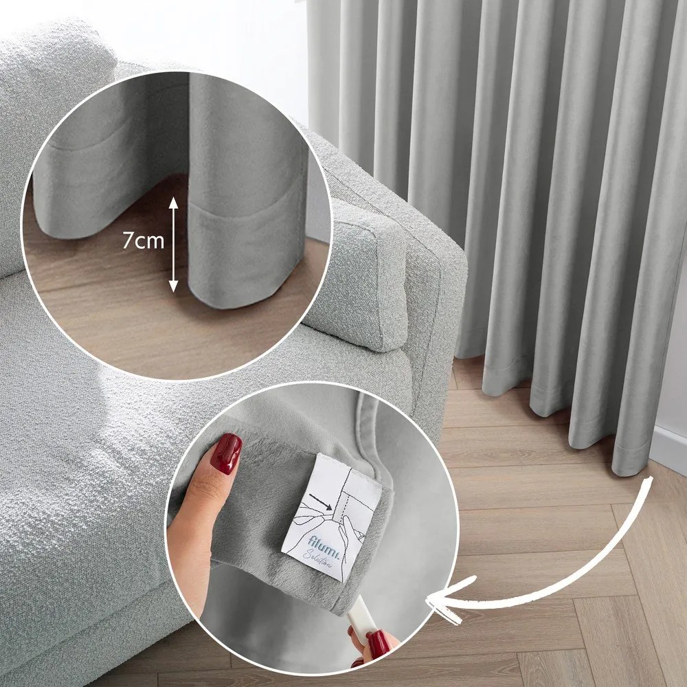 Szürke bársony dimout (részleges sötétítő) függöny 400x270 cm Velto – Filumi