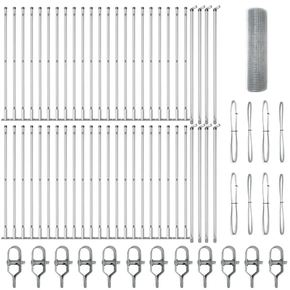 Horganyzott Drótháló Kerítés 13 Belső Flangolt Oszloppal 0.4x100 m Horganyzott Acél