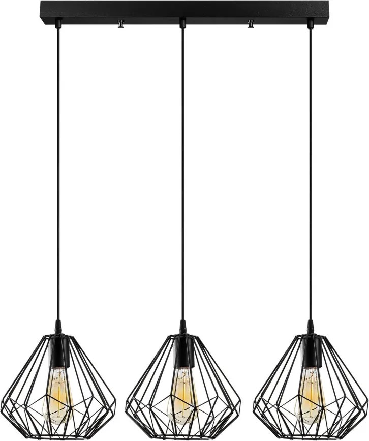 Berceste függőlámpa 3x, fekete