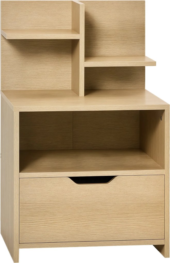 HOMCOM Modern Fa Éjjeli Szekrény Fiókkal és Tárolópolcokkal 45x35x73 cm Természetes | Aosom