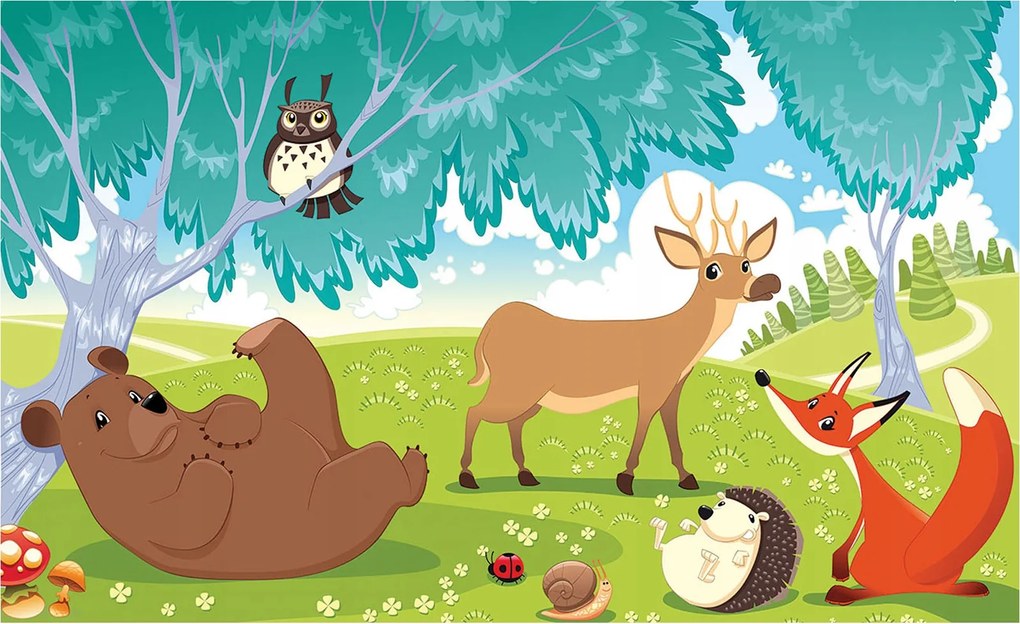 Fotótapéta Erdő gyerekeknek Állatok Legyek Skandináv 350x250 +ragasztó