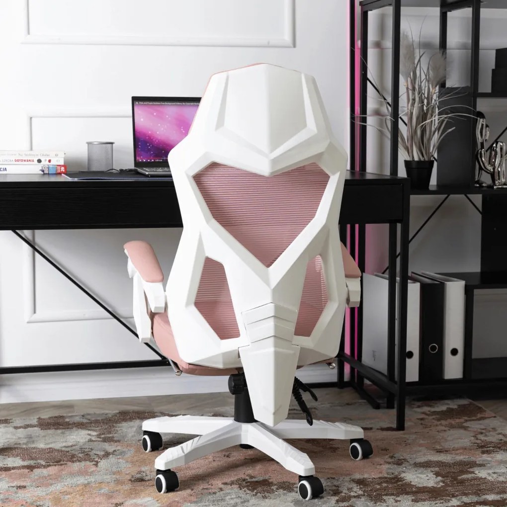 Gamer Forgószék Rózsaszín/Fehér Színben. Teherbírás: 150 kg. BING