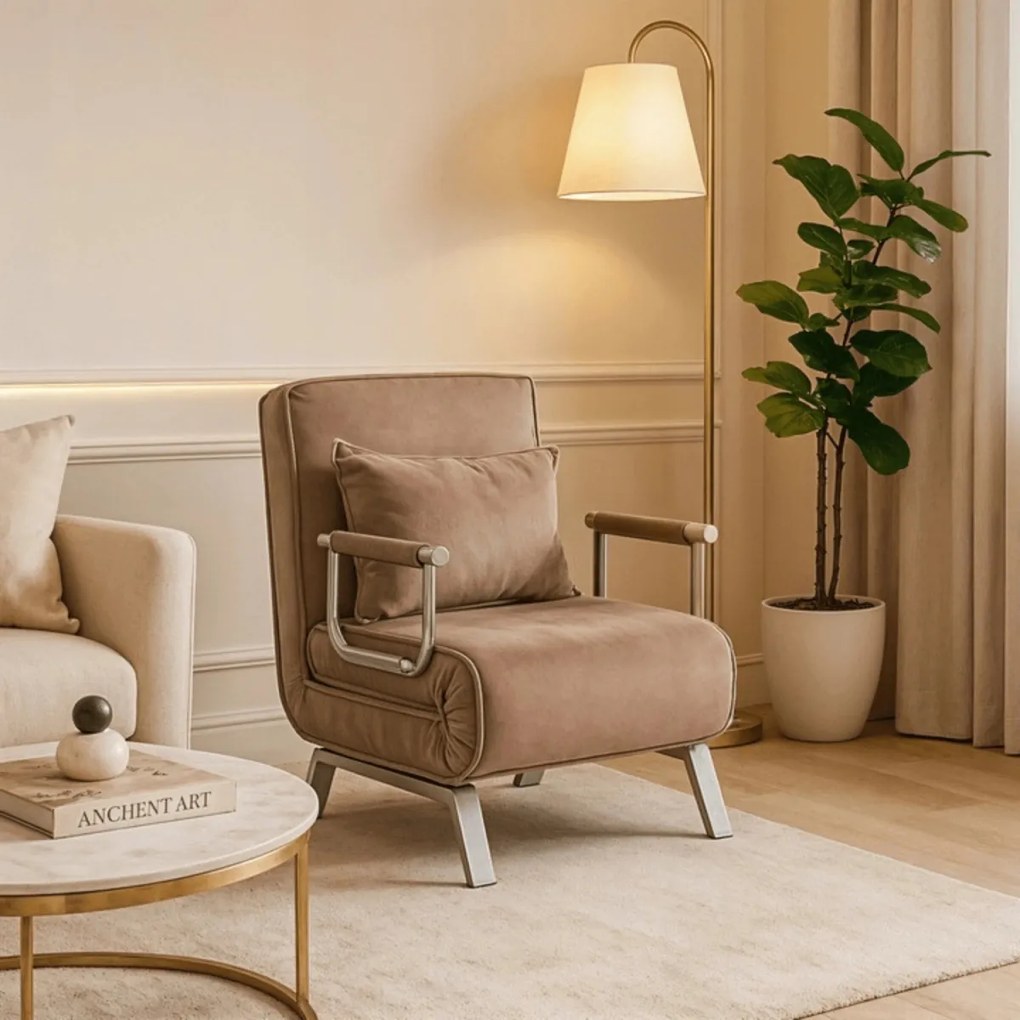 Dönthető fotel bézs bársony kárpittal – BART